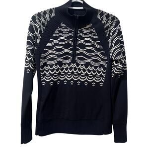 Title Nine Super Power Quarter Zip Sweater Merino Wool Blend Small